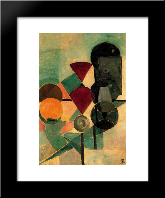 Composition Ii (Still Life) 20x24 Black Modern Wood Framed Art Print Poster by Doesburg, Theo van