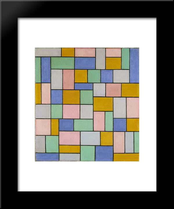 Composition In Dissonances 20x24 Black Modern Wood Framed Art Print Poster by Doesburg, Theo van