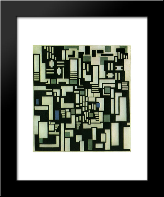 Composition Ix, Opus 18, 1917 20x24 Black Modern Wood Framed Art Print Poster by Doesburg, Theo van