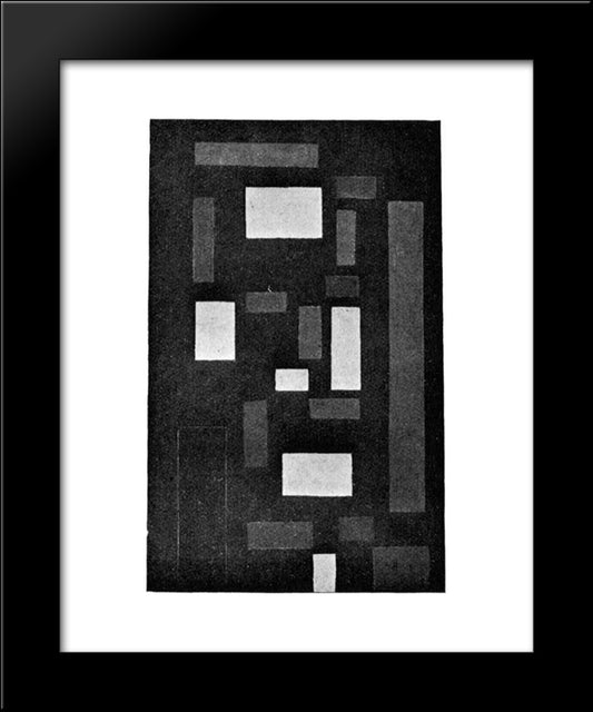Composition Vi (On Black Fond) 20x24 Black Modern Wood Framed Art Print Poster by Doesburg, Theo van