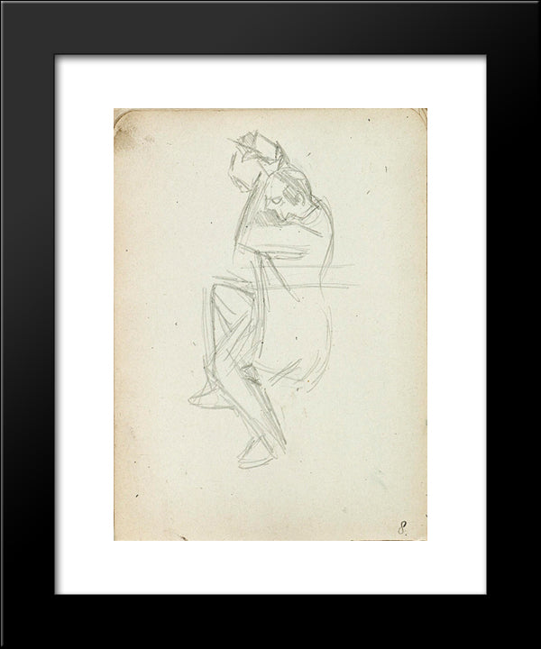 Dancing Man From Sketchbook 60 20x24 Black Modern Wood Framed Art Print Poster by Doesburg, Theo van