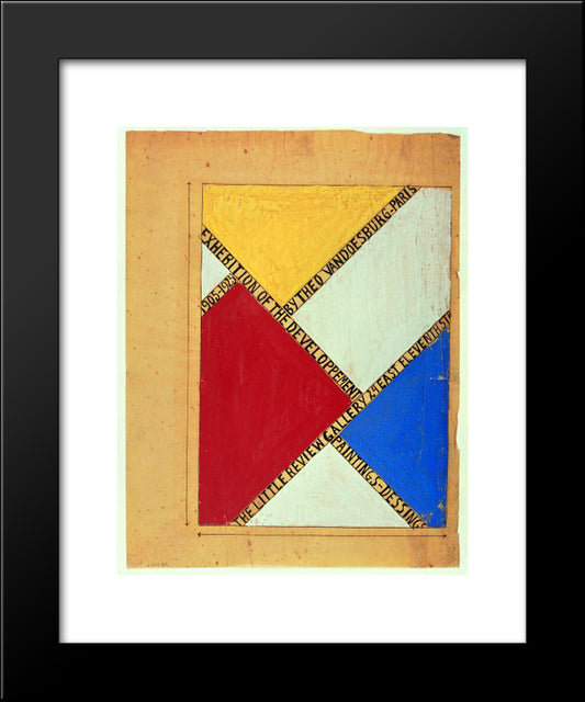 Design For A Poster For An Exhibition At The Little Review Gallery, New York 20x24 Black Modern Wood Framed Art Print Poster by Doesburg, Theo van