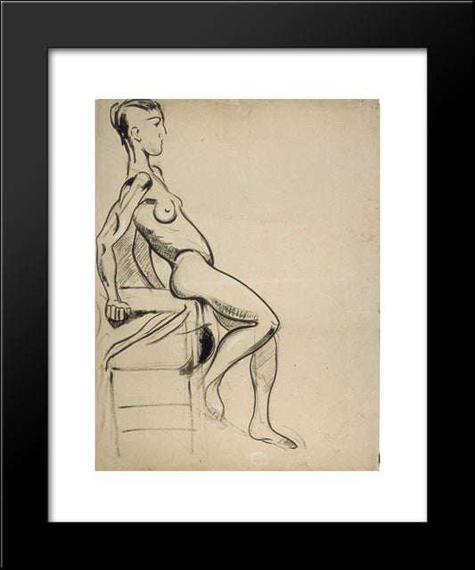 Female Nude On A Chair 20x24 Black Modern Wood Framed Art Print Poster by Doesburg, Theo van