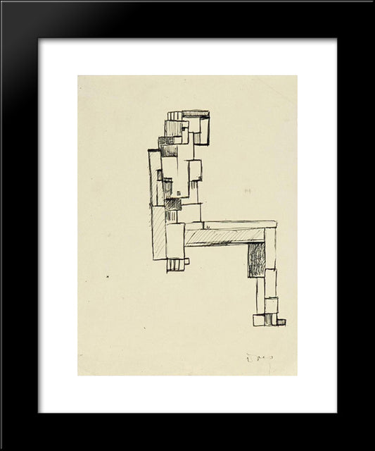 Female Nude With Hand On Her Head 20x24 Black Modern Wood Framed Art Print Poster by Doesburg, Theo van