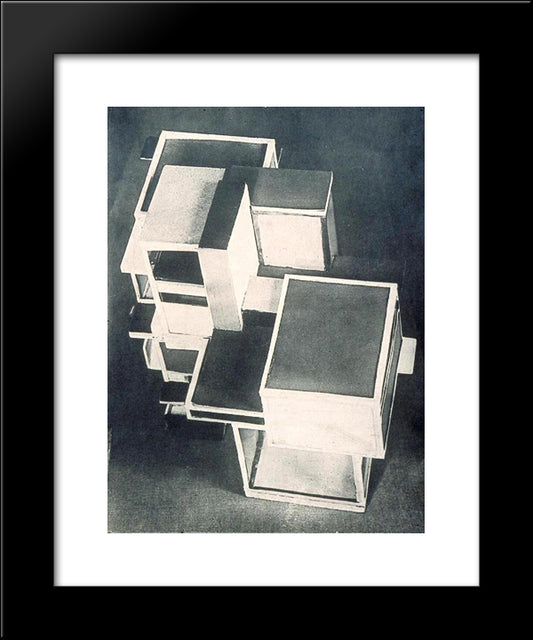Model Of Artist'S House 20x24 Black Modern Wood Framed Art Print Poster by Doesburg, Theo van