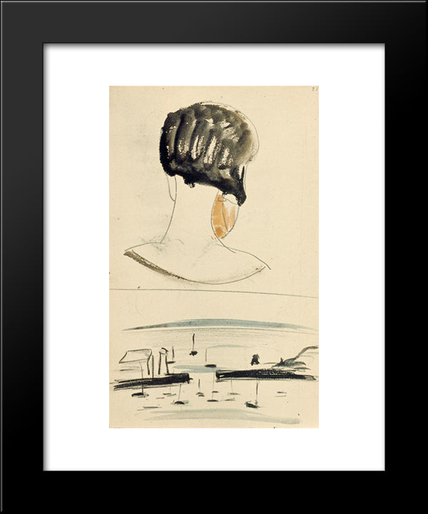 Nelly Van Doesburg Viewed From Behind, And A Harbor Scene 20x24 Black Modern Wood Framed Art Print Poster by Doesburg, Theo van