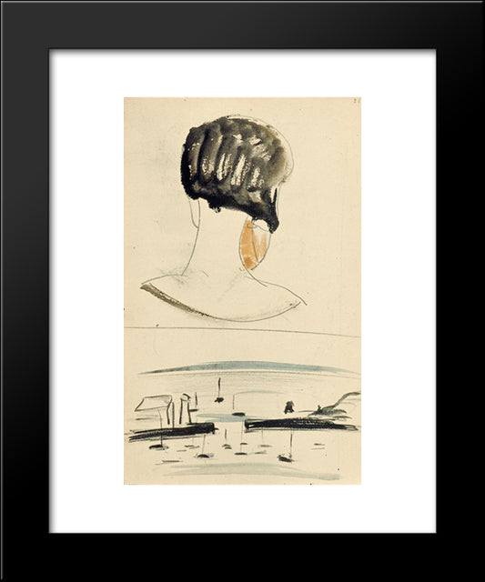 Nelly Van Doesburg Viewed From Behind, And A Harbor Scene 20x24 Black Modern Wood Framed Art Print Poster by Doesburg, Theo van