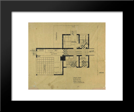 Project Of House-Studio 20x24 Black Modern Wood Framed Art Print Poster by Doesburg, Theo van