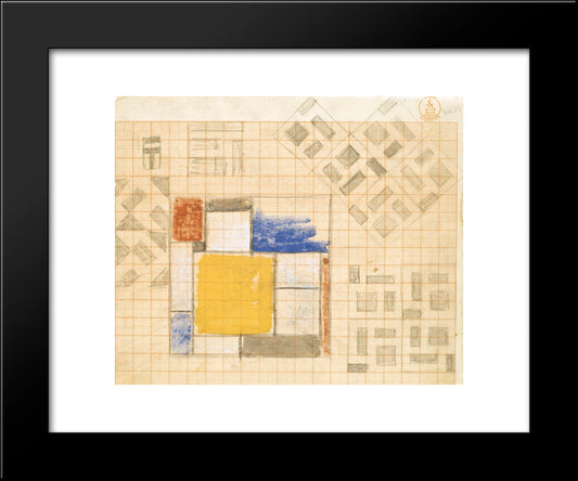 Stained Glass Composition 20x24 Black Modern Wood Framed Art Print Poster by Doesburg, Theo van