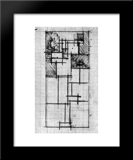 Study For Rhythm Of A Russian Dance 20x24 Black Modern Wood Framed Art Print Poster by Doesburg, Theo van