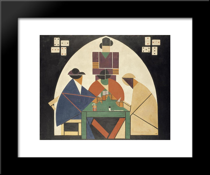 The Cardplayers 20x24 Black Modern Wood Framed Art Print Poster by Doesburg, Theo van