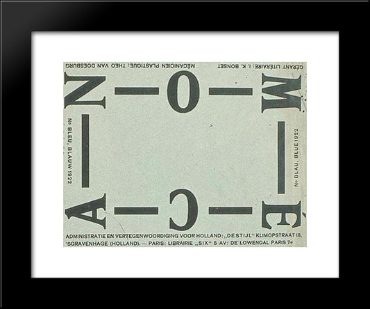 Wrapper Magazine Mecano - Blue, Blauw, Blau, Blue 20x24 Black Modern Wood Framed Art Print Poster by Doesburg, Theo van