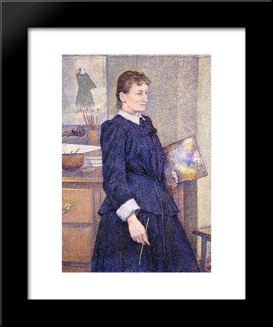 Anna Boch In Her Studio 20x24 Black Modern Wood Framed Art Print Poster by Rysselberghe, Theo van