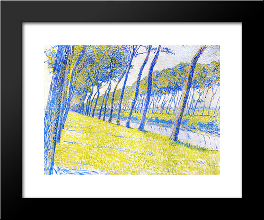 Canal In Flanders 20x24 Black Modern Wood Framed Art Print Poster by Rysselberghe, Theo van