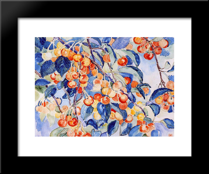 Cherries 20x24 Black Modern Wood Framed Art Print Poster by Rysselberghe, Theo van