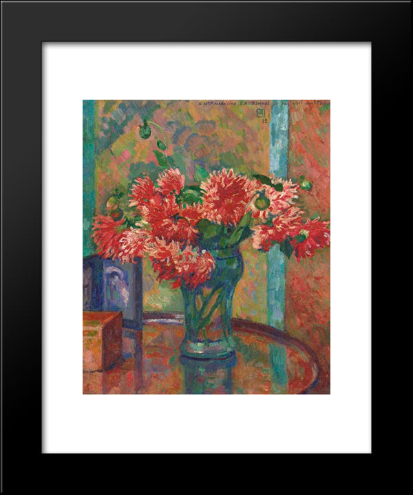 Dahlias (To Mme Madeleine E.R Bonnet) 20x24 Black Modern Wood Framed Art Print Poster by Rysselberghe, Theo van