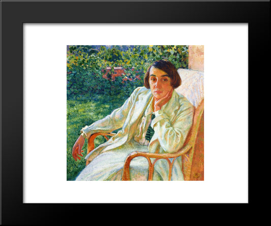 Elizabeth Van Rysselberghe In A Cane Chair 20x24 Black Modern Wood Framed Art Print Poster by Rysselberghe, Theo van