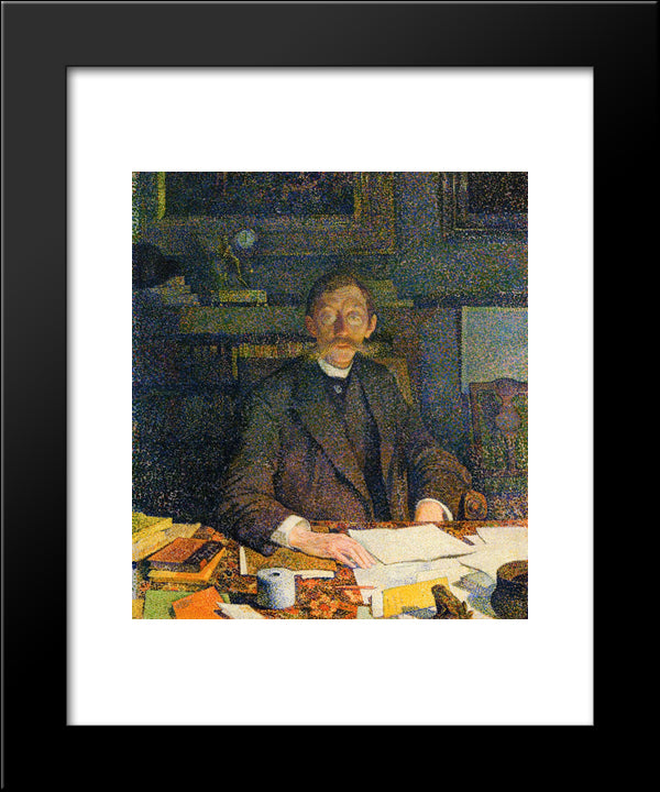 Emile Verhaeren In His Study 20x24 Black Modern Wood Framed Art Print Poster by Rysselberghe, Theo van