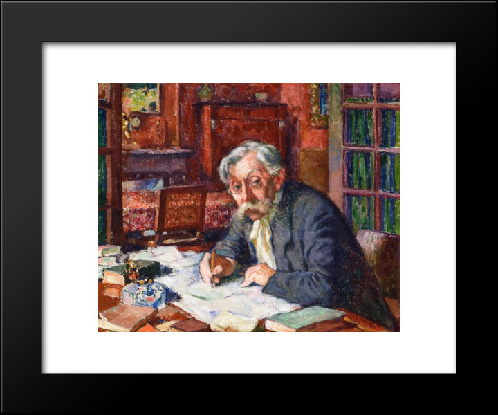 Emile Verhaeren Writing 20x24 Black Modern Wood Framed Art Print Poster by Rysselberghe, Theo van