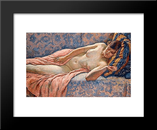 Etude Of Female Nude 20x24 Black Modern Wood Framed Art Print Poster by Rysselberghe, Theo van