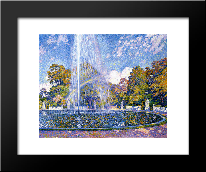 Fountain At San Souci 20x24 Black Modern Wood Framed Art Print Poster by Rysselberghe, Theo van