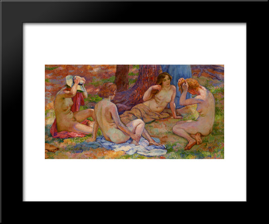 Four Bathers 20x24 Black Modern Wood Framed Art Print Poster by Rysselberghe, Theo van