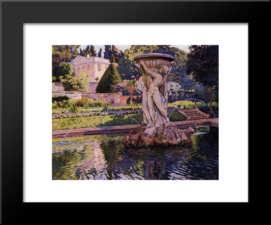 Garden With Villa And Fountain 20x24 Black Modern Wood Framed Art Print Poster by Rysselberghe, Theo van