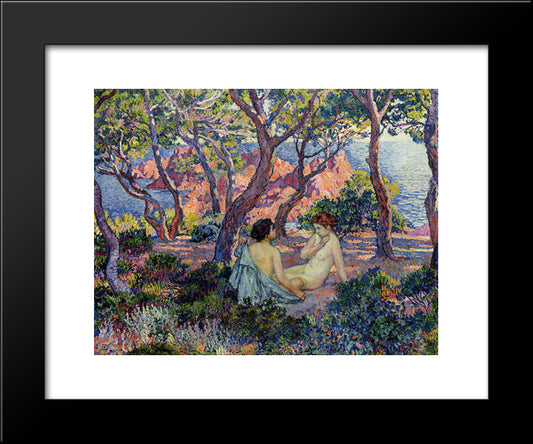 In The Shade Of The Pines 20x24 Black Modern Wood Framed Art Print Poster by Rysselberghe, Theo van