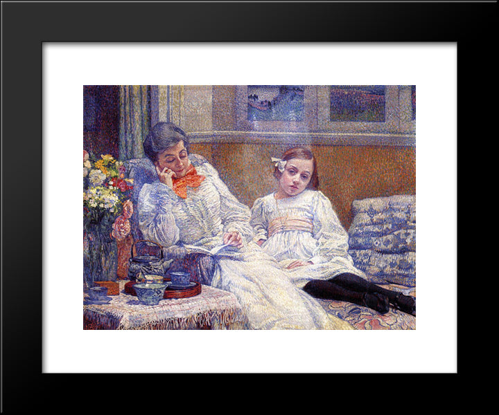 Madame Theo Van Rysselberghe And Her Daughter 20x24 Black Modern Wood Framed Art Print Poster by Rysselberghe, Theo van
