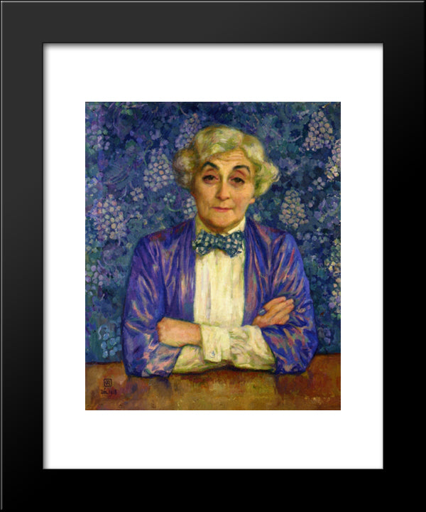 Madame Van Rysselberghe In A Chedkered Bow Tie 20x24 Black Modern Wood Framed Art Print Poster by Rysselberghe, Theo van