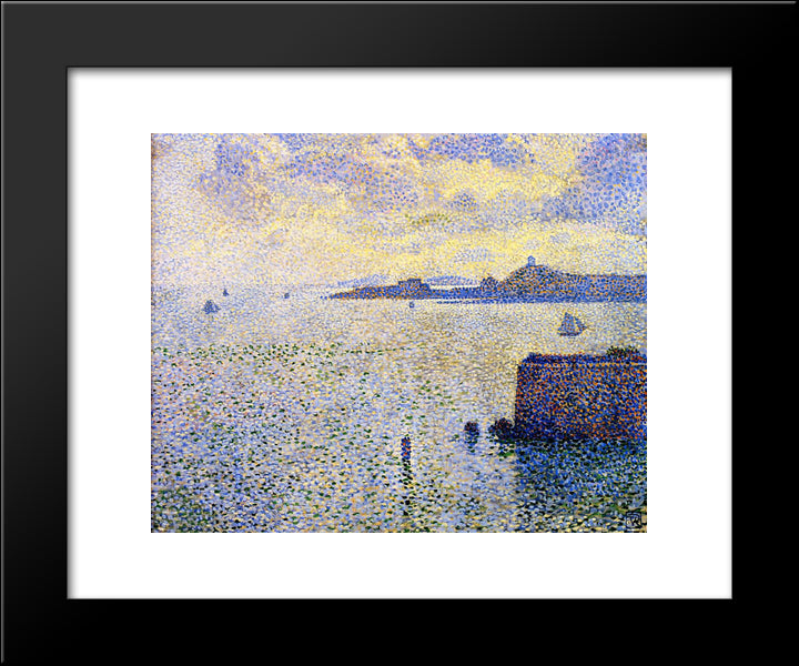 Sailboats And Estuary 20x24 Black Modern Wood Framed Art Print Poster by Rysselberghe, Theo van