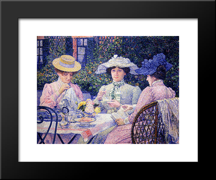 Summer Afternoon (Tea In The Garden) 20x24 Black Modern Wood Framed Art Print Poster by Rysselberghe, Theo van
