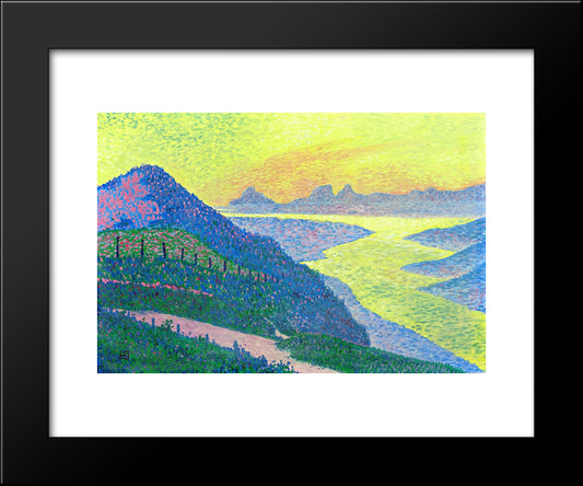 Sunset At Ambleteuse 20x24 Black Modern Wood Framed Art Print Poster by Rysselberghe, Theo van
