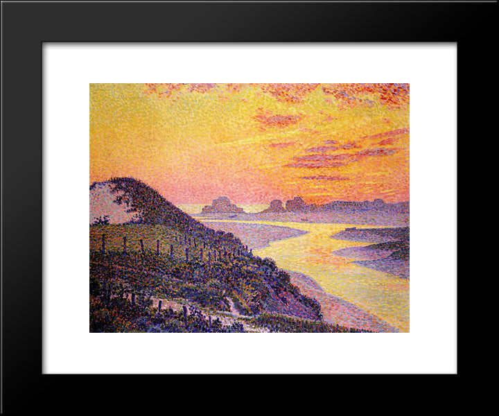 Sunset At Ambletsuse 20x24 Black Modern Wood Framed Art Print Poster by Rysselberghe, Theo van