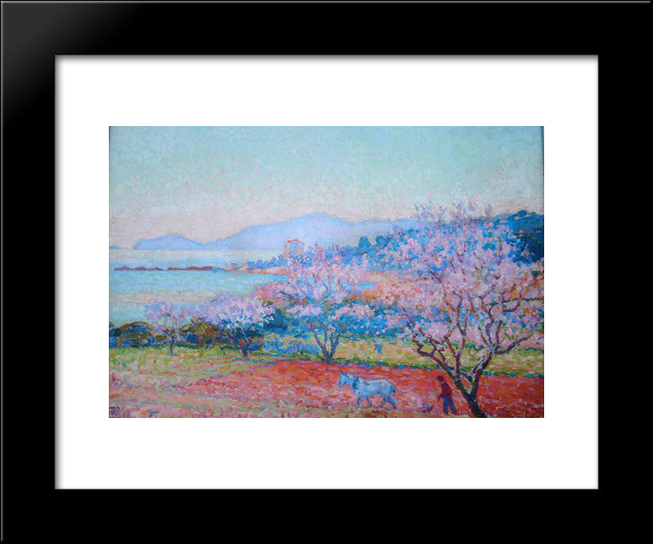 The Almond Flowers 20x24 Black Modern Wood Framed Art Print Poster by Rysselberghe, Theo van