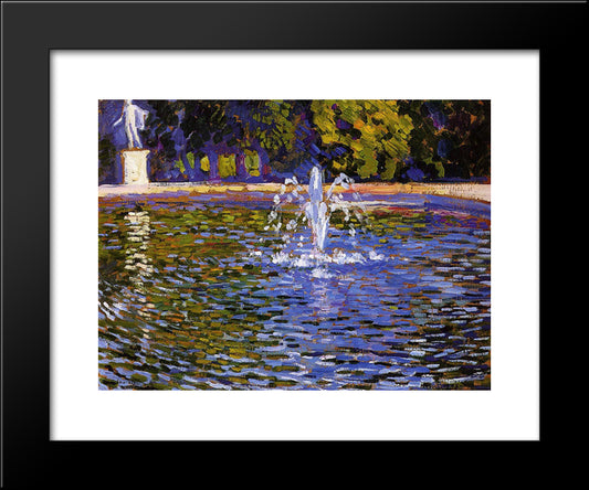 The Fountain - Parc Sans Souci At Potsdam 20x24 Black Modern Wood Framed Art Print Poster by Rysselberghe, Theo van