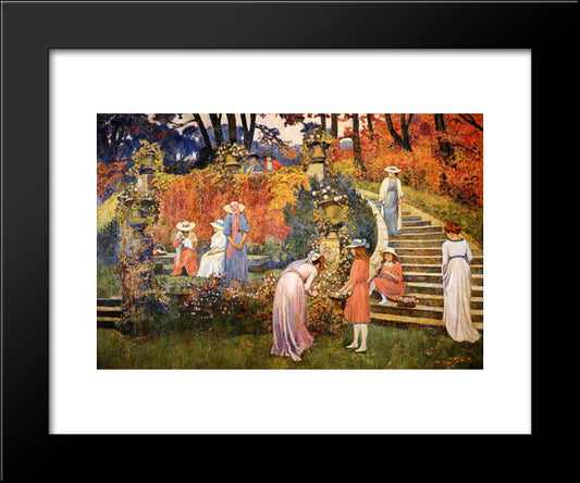 The Garden Of Felicien Rops At Essone 20x24 Black Modern Wood Framed Art Print Poster by Rysselberghe, Theo van