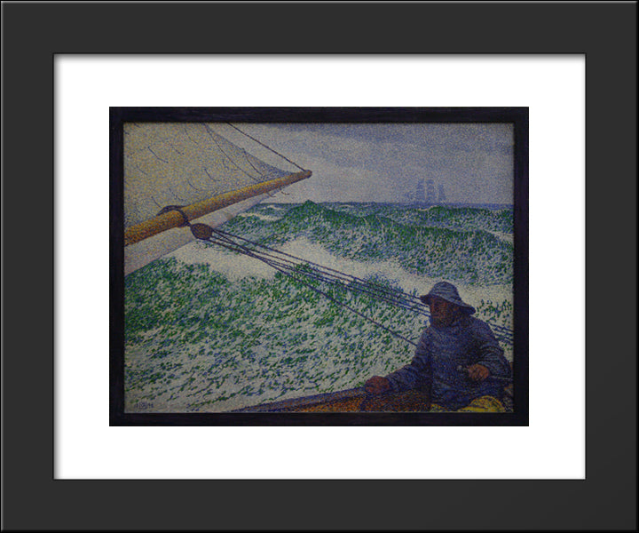 The Man At The Tiller 20x24 Black Modern Wood Framed Art Print Poster by Rysselberghe, Theo van