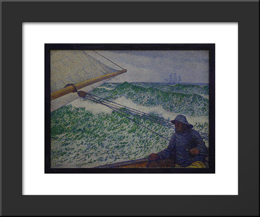 The Man At The Tiller 20x24 Black Modern Wood Framed Art Print Poster by Rysselberghe, Theo van
