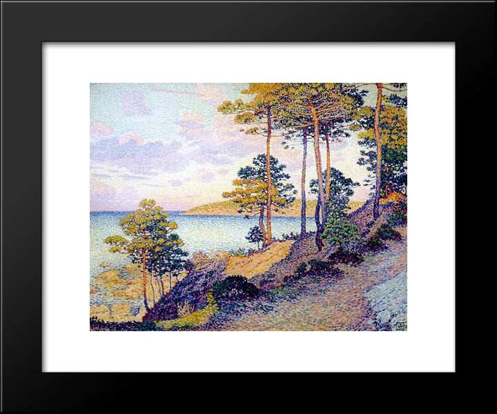 The Pointe St. Pierre At St. Tropez 20x24 Black Modern Wood Framed Art Print Poster by Rysselberghe, Theo van