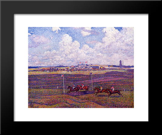 The Race Track At Boulogne Sur Mer 20x24 Black Modern Wood Framed Art Print Poster by Rysselberghe, Theo van