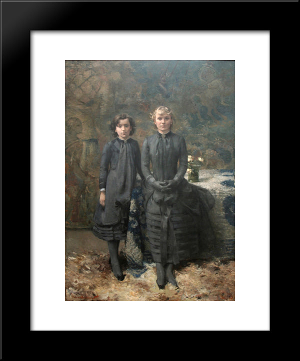 The Sisters Of The Painter Schlobach 20x24 Black Modern Wood Framed Art Print Poster by Rysselberghe, Theo van