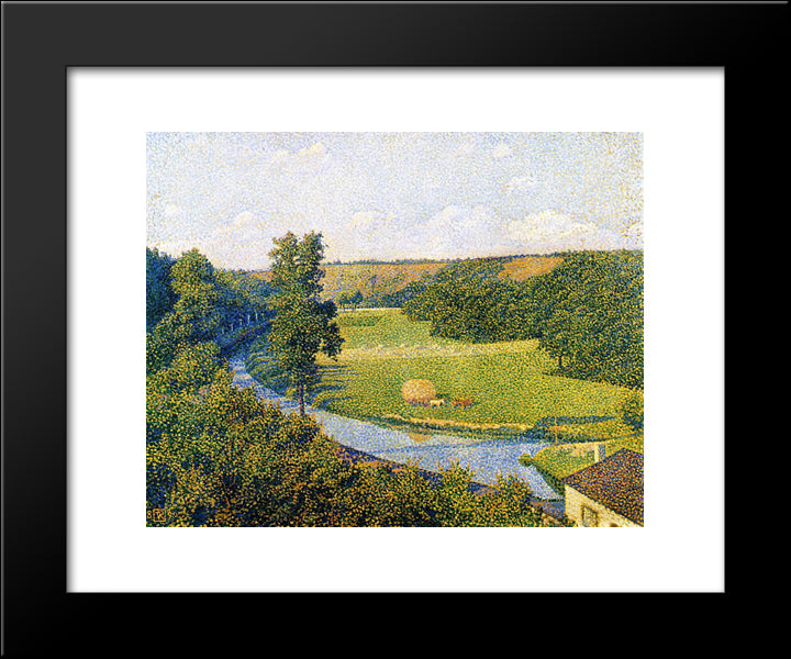 The Valley Of The Sambre 20x24 Black Modern Wood Framed Art Print Poster by Rysselberghe, Theo van