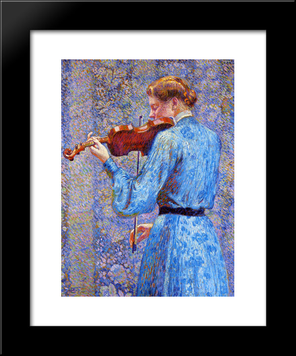 The Violinist 20x24 Black Modern Wood Framed Art Print Poster by Rysselberghe, Theo van