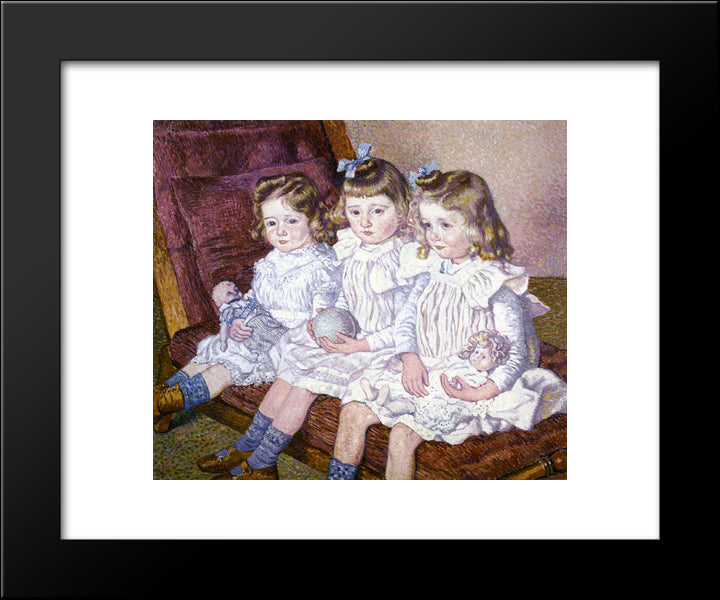 Thomas Braun'S Three Daughters 20x24 Black Modern Wood Framed Art Print Poster by Rysselberghe, Theo van