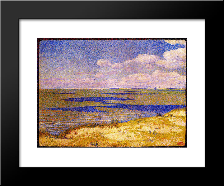 View Of The River Scheldt 20x24 Black Modern Wood Framed Art Print Poster by Rysselberghe, Theo van