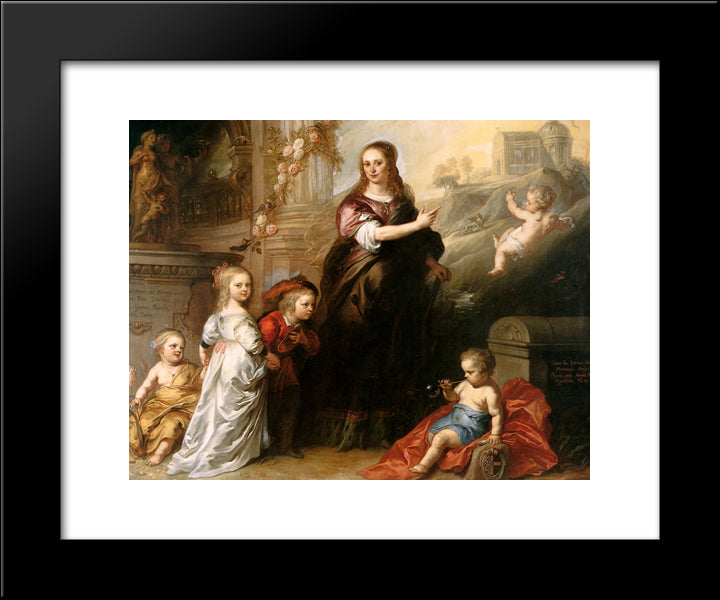 Josina Copes Van Westrum And Her Children 20x24 Black Modern Wood Framed Art Print Poster by Thulden, Theodoor van