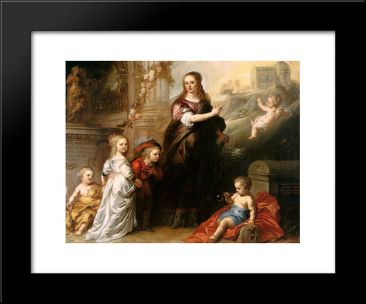 Josina Copes Van Westrum And Her Children 20x24 Black Modern Wood Framed Art Print Poster by Thulden, Theodoor van