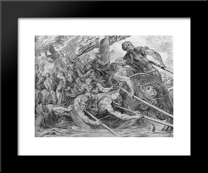 Odysseus Lands At Beach Of Hades 20x24 Black Modern Wood Framed Art Print Poster by Thulden, Theodoor van