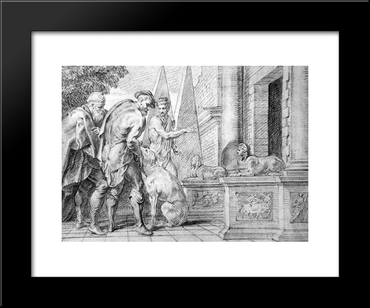 Odysseus Recognised By His Dog 20x24 Black Modern Wood Framed Art Print Poster by Thulden, Theodoor van